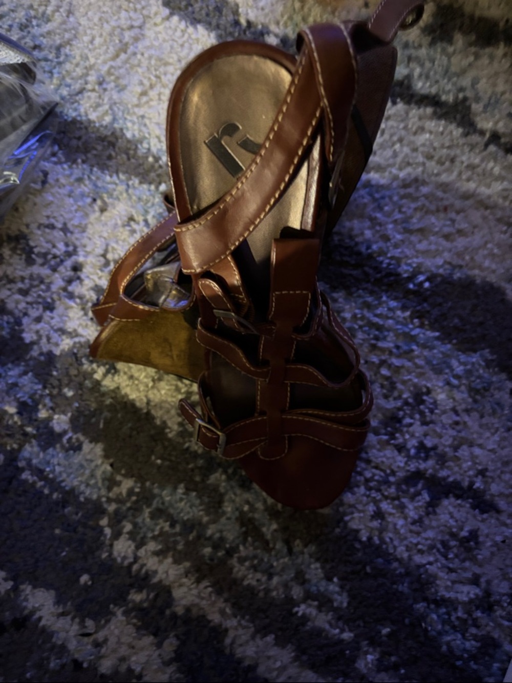 Report Brown Leather Strappy Heels